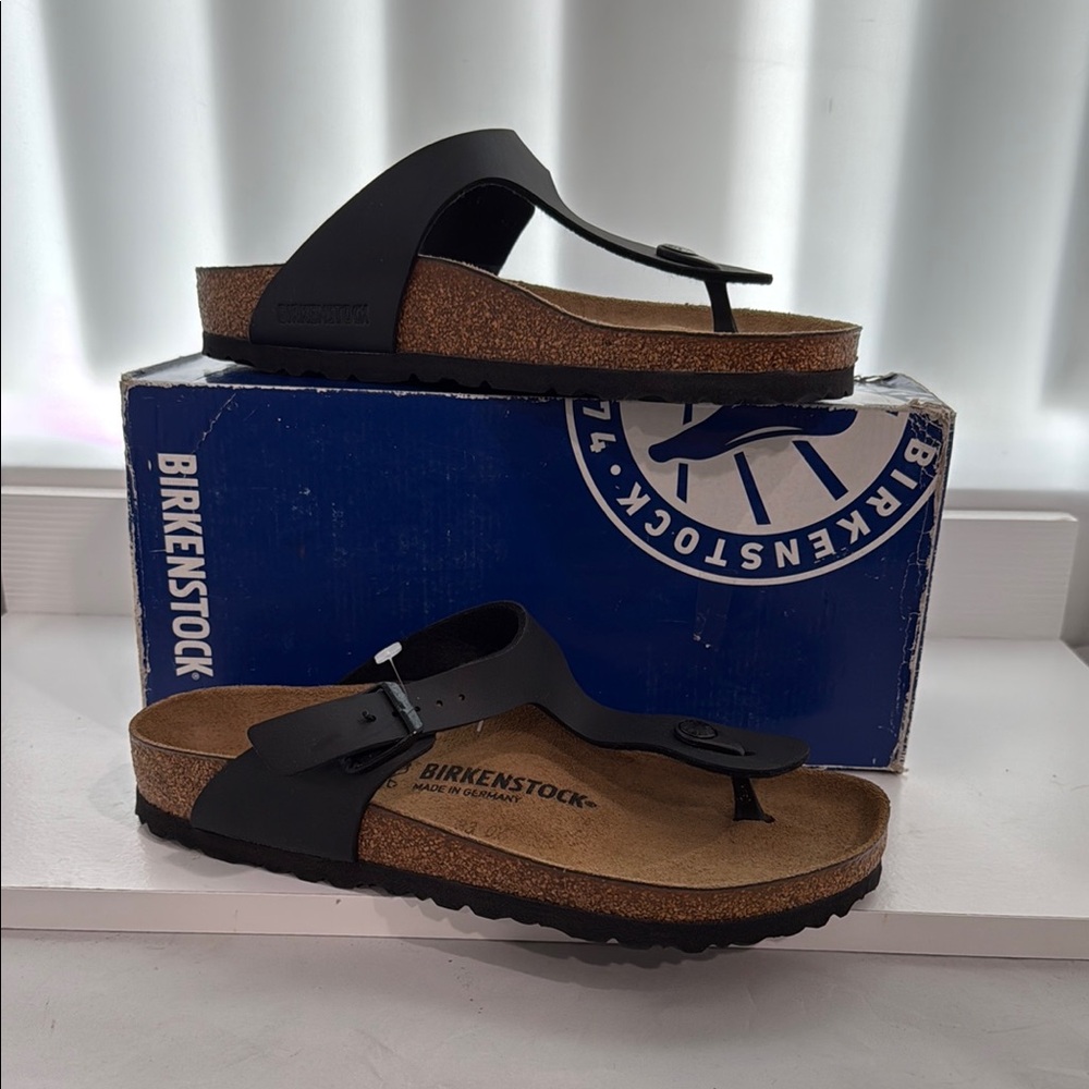 Birkenstock Black and Brown Sandals with Contoured Footbed